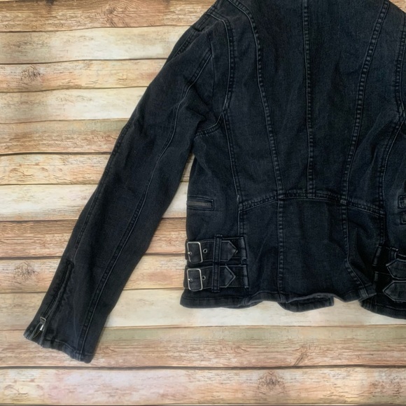 Free People black Denim biker jacket - Picture 6 of 9